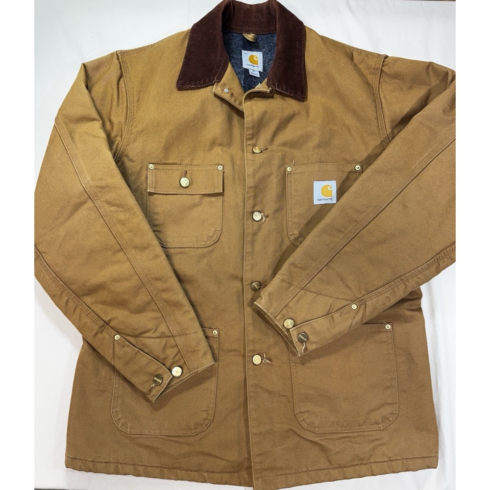 Carhartt C001 BRN Chore Coat Blanket Lined Duck Canvas Brown Jacket Mens Medium